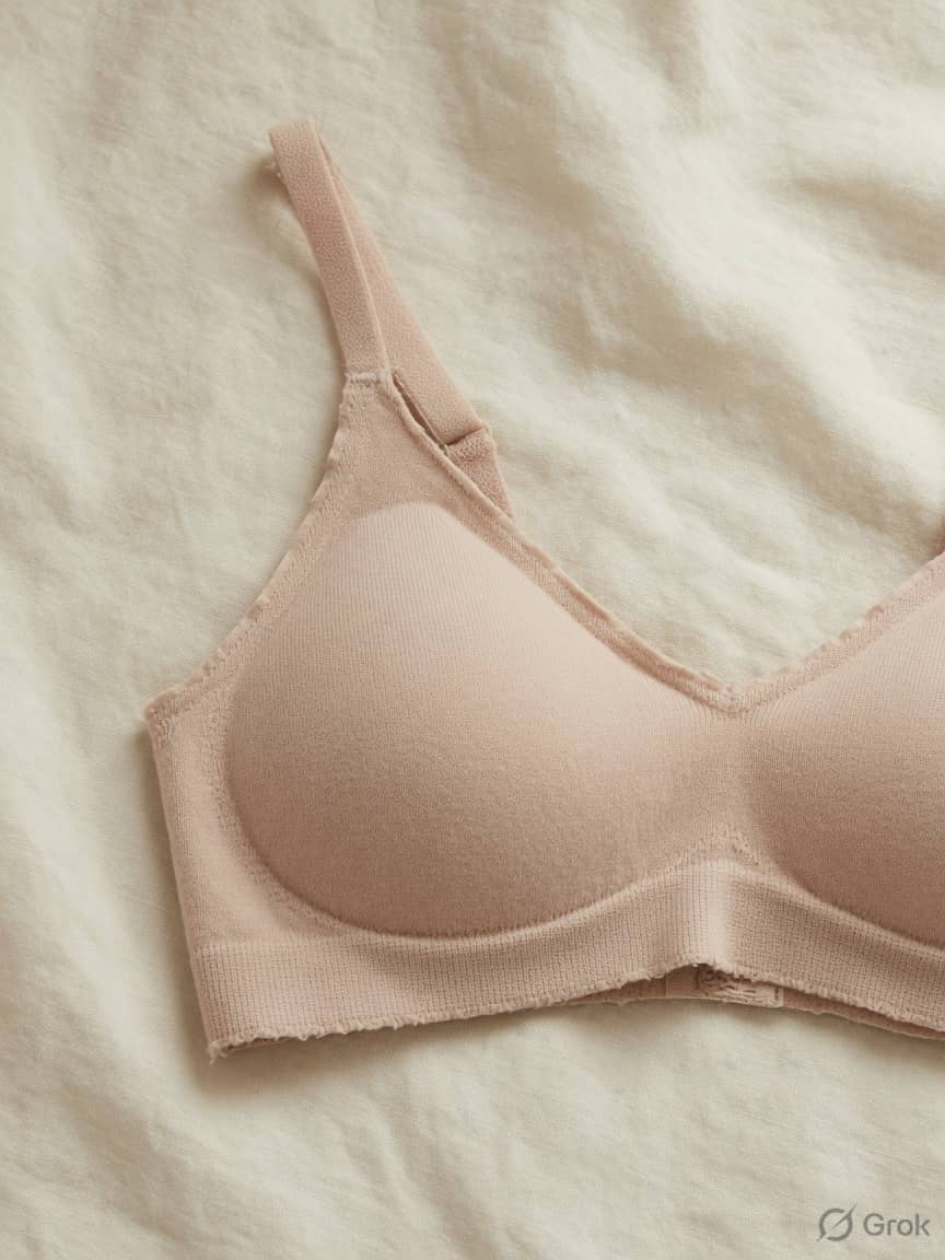 CloudLift seamless bra in Nude, front view. Seamless knit. Light support. Sizes 28A–40DD. A barely-there feel with smoothing, edge-free cups.