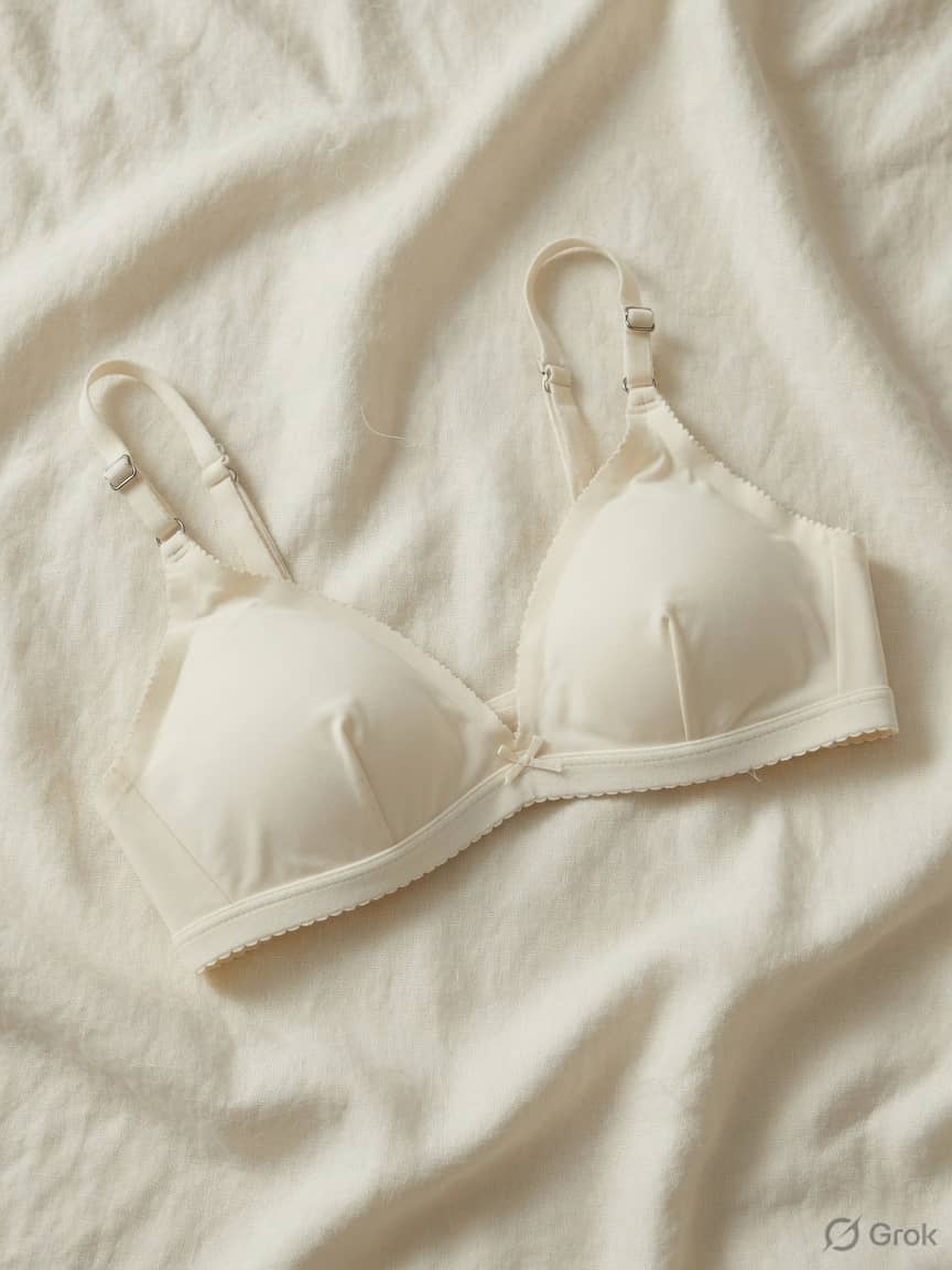 Dayveil everyday bra in Pearl, front view. Raw-cut microfiber. Light support. Sizes 28A–40DD. Raw-cut. Nothing to show under white.