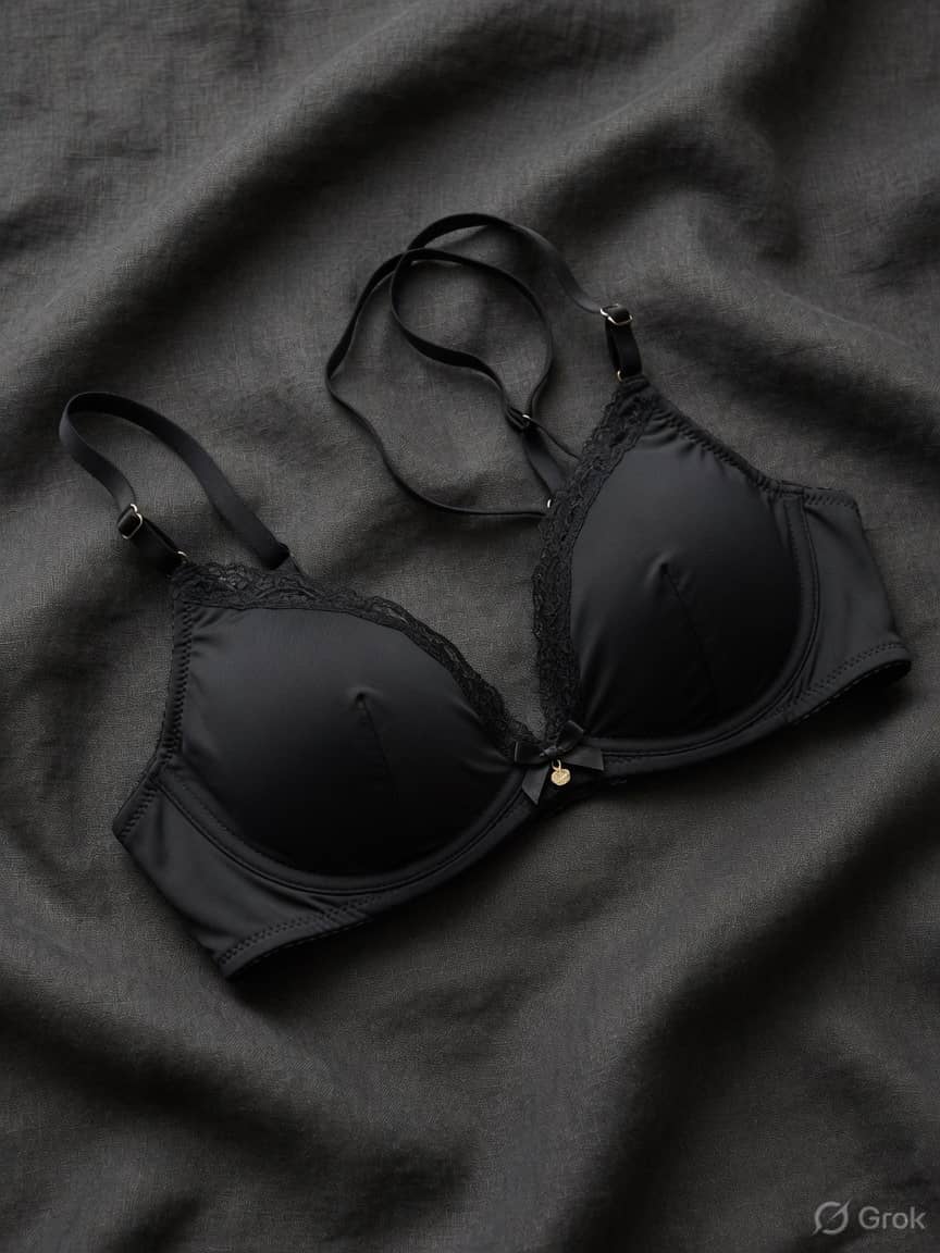 LowCut push-up bra in Onyx, front view. Smooth foam. High support. Sizes 32A–40D. A deep V. Nothing else.