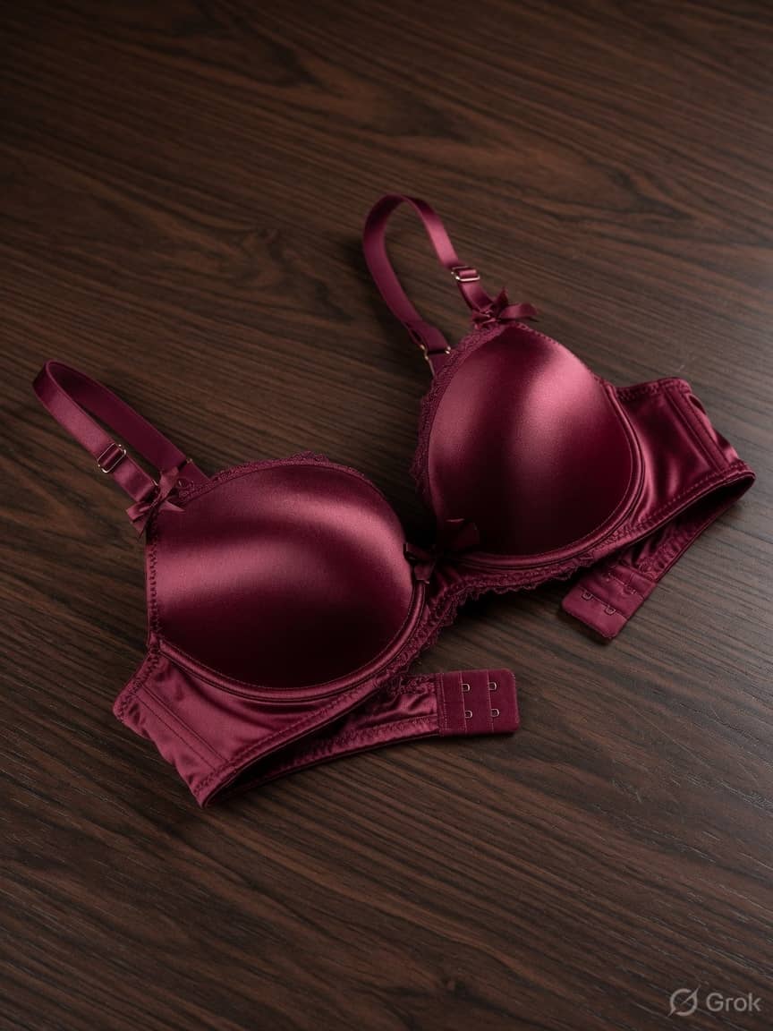 NightContour push-up bra in Wine, front view. Satin-backed foam. High support. Sizes 30B–38DD. For the dress that starts at nine.